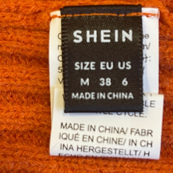 SHEIN Orange Long Sleeve Knit Dress - Picture 6 of 7